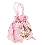 Holibanna Embroidered Floral Handbags Chinese Ethnic Bag Purse Drawstring Handbag Jewelry Coin Pouch for Women Wedding Bridal Pinks