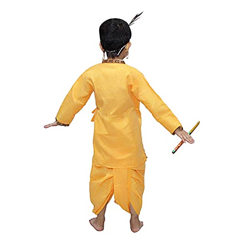 Kaku Fancy Dresses Krishna Costume for Kids, Baby Krishna Dress for Janmashtami, Bal Krishna Dhoti Set, Krishnaleela Costume, Infant Bal Gopal, Krishna Fancy Dress Costume for Boys/Girls