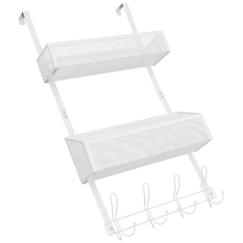 Ciieeo Mesh Over Door Storage Basket Back of Door Rack Hooks Large Capacity Easy to Use Bedroom Living Room Bathroom