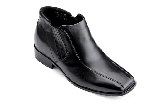 Image of Calden Men's Invisible Height Increasing Elevator Shoes - Black Premium Leather Zipper Dress Boots - 3.2 Inches Taller - K99805 - Size 10.5 D(M) US