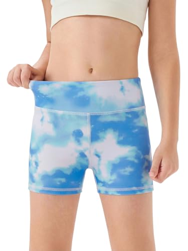 Image of Haloumoning Girls Athletic Shorts Kids High Waisted Yoga Dance Biker Shorts Comfy Gymnastics Shorts 5-14Y