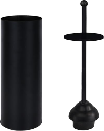 Toilet Plunger with Holder for Bathroom - Deep Cleaning - Heavy Duty - Strong Efficient Suction Cup - Household Essentials - Household Supplies, Matte Black