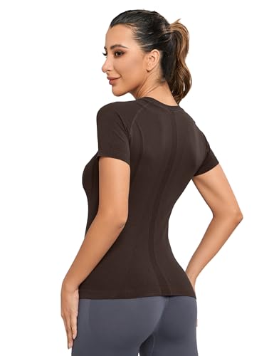 Image of MathCat Seamless Workout Tops for Women, Short Sleeve Compression Athletic Shirts Soft Yoga Gym Tops XS-XL
