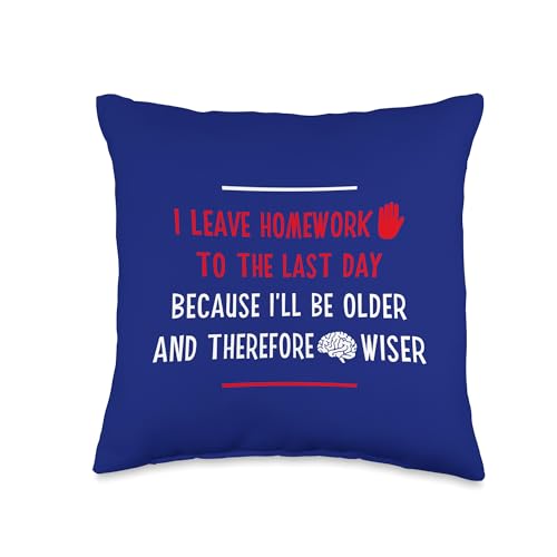 Funny Gifts for College Aged Grandson Son Teacher Funny Homework School Humor Saying Teen Girls Boys Student Throw Pillow, 16x16, Multicolor
