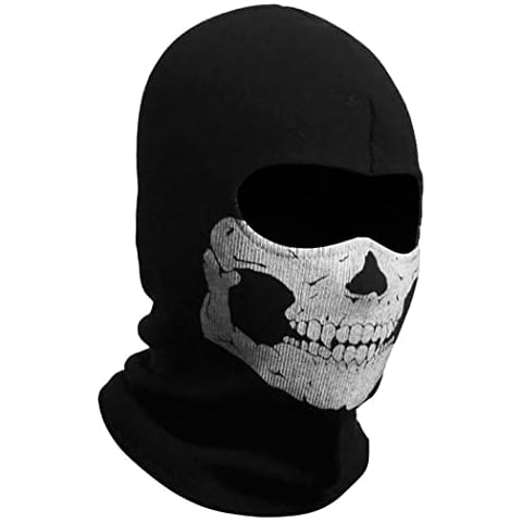 COD Ghost Mask Skull Balaclava MW2 Skeleton Costume Full Head Ski Snood Mask Knitted Windproof Warmer Headwear for Bike Skateboard Motorcycle Snowboard Outdoor Sport, Black Cover