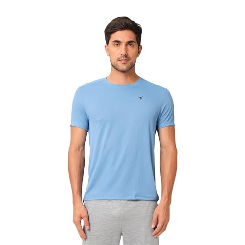 Image of TECHNOSPORT Men's Slim Fit Polyester Activewear Sports T-Shirt with Moisture-Wicking Comfort for Workout, Running & Gym