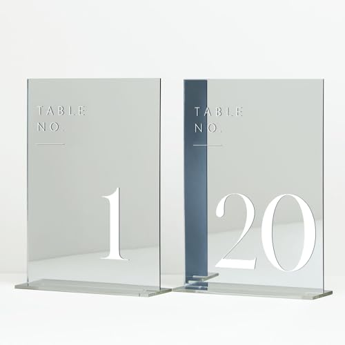 Sliver wedding table numbers 1-20 with stands, 5x7