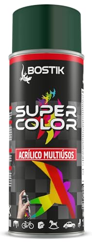 Bostik SUPER COLOR VERDE MUSGO RAL 6005, Pintura en Spray Acrílica para Uso Profesional y Doméstico, Multiusos, Secado Rápido, Acabado Brillante, Interior y Exterior, Bote 400 ml