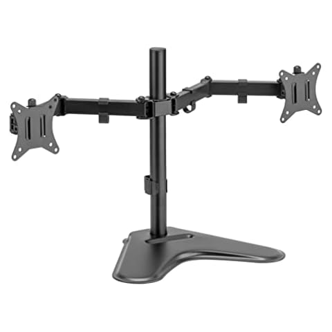 VonHaus Dual Monitor Stand for 13-27 inch LED LCD PC Screens - Double Arm Desk Mount Mount - Ergonomic ±180° Tilt, 360° Rotation & Twin 360° Swivel Arms - VESA : 75x75-100x100 - Weight - 8kg/Screen Cover