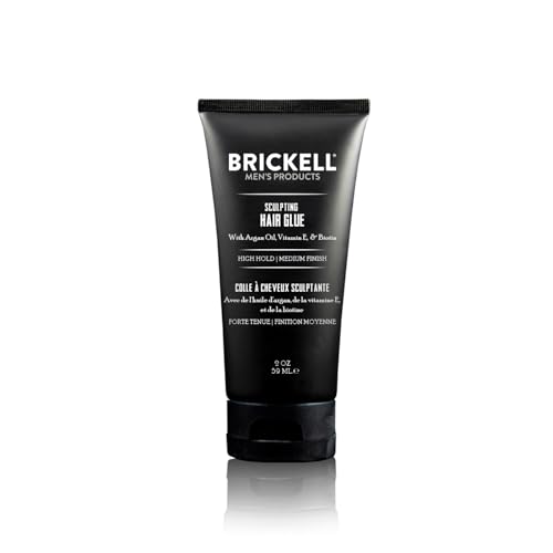 Brickell Men’s Hair Styling Sculpting Hair Glue For Men, All Day Lasting Hold for Sculpting and Shaping Hair, 2 Ounce, Scented (2 oz)