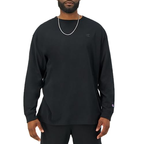 Champion Men's Classic Jersey Long Sleeve T-Shirt, Black, X-Large #TOP3