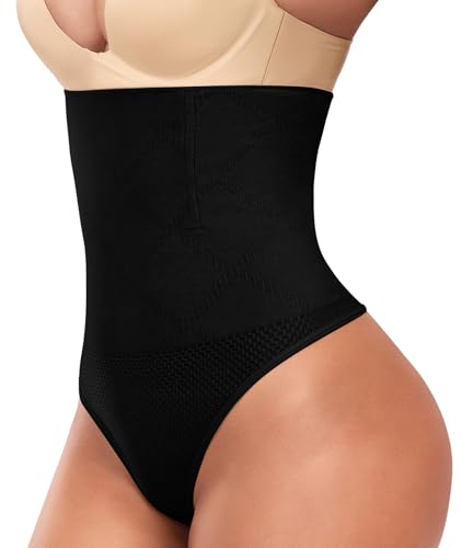 Tummy Control Thong Shapewear for Women, High Waisted Underwear Seamless Body Shaper Panties Girdle Waist Cincher