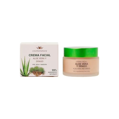 Crema Facial Aloe Vera y Drago - 99% Ingredientes Naturales - Hidratación y Regeneración Celular - Piel Seca y Madura - 50ml - Cosmonatura