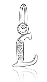 2pcs Authentic Sterling Silver Letter L Charm Created Diamond Dangle Name Initial Pendant Compatible...