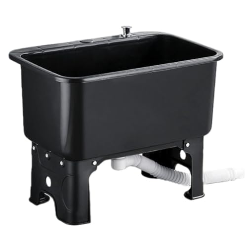 ZMBJ簡易流し台 キッチンシンク 屋外用 プラスチック 低い ガーデン流し台 蛇口なし 自立型 深型シンク ガーデン キャンプ 家庭 工場 組立簡単 持ち運び可能 (一キー排水(大),A)