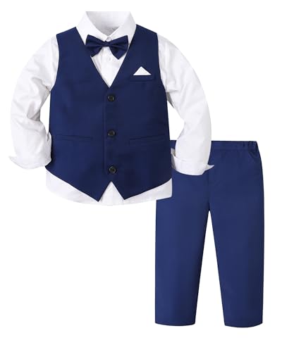Image of SANGTREE Baby Boys Toddler Gentleman Kids Formal Outfits Long Sleeve Suit Clothing Set 3 Months - 9 Years