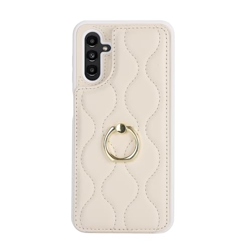 Image of for Samsung Galaxy A13 5G Case with Card Holder,Credit Card Holder,Stand Ring Kickstand and RFID Blocking,PU Leather Phone Wallet Case for Women 6.6 inch(Beige)
