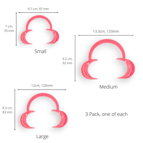 Cheek Retractor Mouth Opener C-Shaped | 3 Pack (Small Medium & Large) | Teeth Whitening Supplies | Tooth Gem Supplies | Cute Solid Pink Design #TOP1