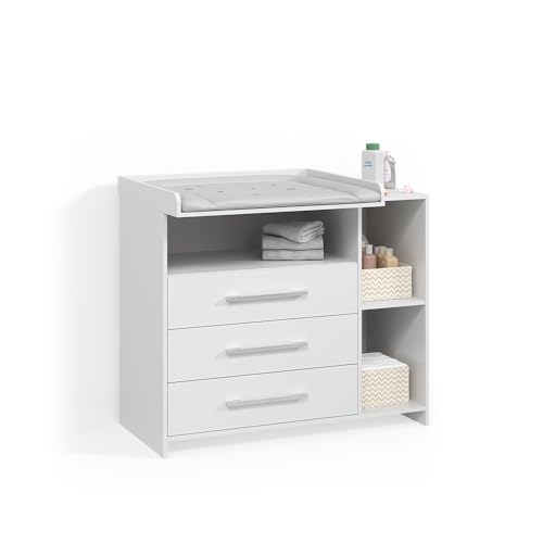 Livinity Cómoda Cambiador Torino, Blanco, con cajones