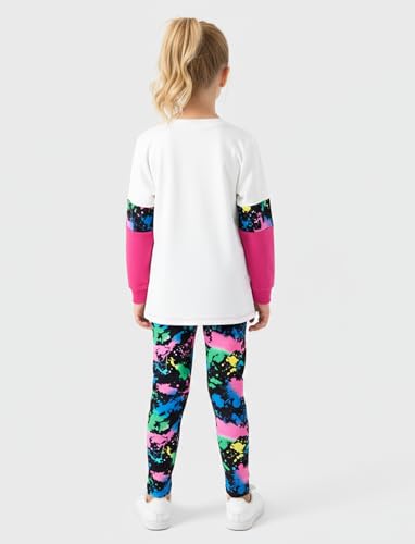Image of PATPAT Girls 2 Piece Outfits Size 12-13 Years, Tie Dye Color Block Sweatshirts and Leggings Clothing Sets Sweatsuit Fall Outfits Joggers Lounge Set Tracksuit Preppy Clothes for Girls