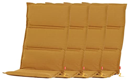 BURI Gartenstuhlauflagen Hochlehner Polsterauflagen - Sitzauflagen Centauri von Siena Garden mit Stehsaum - Stuhlauflagen UV-Beständig, einfarbig - 4 Hochlehner Auflagen gelb