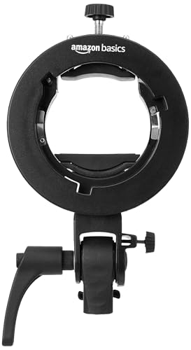 Image of Amazon Basics S2 Bracket | Bowens Mount| Precise Tilt Control | for Speedlite Flash, Barn Door Kit, Softbox, Snoot, Reflector, Beauty Box | Camera Photography & Videography