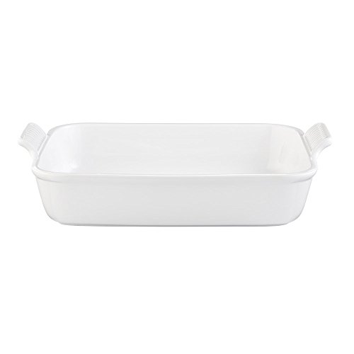 Plato rectangular Le Creuset en cerámica Heritage de alta resistencia blanca 3
