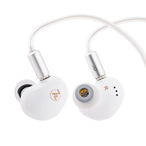 Linsoul 7HZ G1 In-Ear Monitor, 10mm DLC Diaphragm Dynamic Driver IEM Earphone, Wired Gaming Earbuds with Detachable OFC Silver-Plated Cable for Musician Audiophile (Type C With Mic, White)