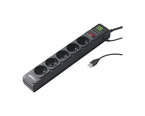 Infosec 61268 S5 ECO USB - Multiprise Coupe-Veille, Noir Cover
