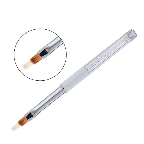 Nmkl38 Flat Nylon Gradient White Ombre Nail Brush Uv Gel Nail Art Design Painting Pen Rhinestone Diamond Handle For Nail Tips Gradual Color Change #TOP1