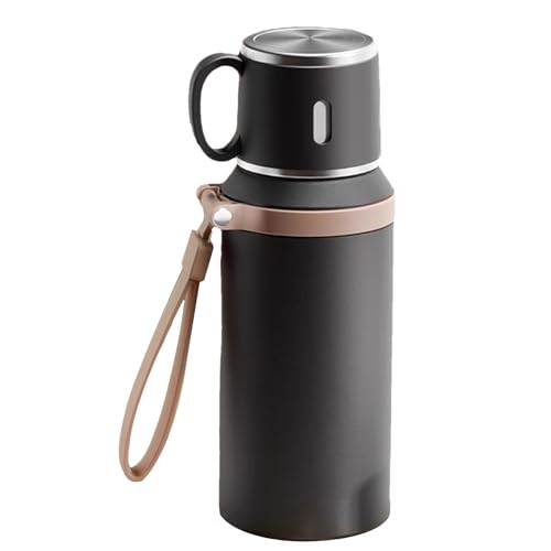Vaso aislado, botellas de agua aisladas de viaje, botella deportiva portátil de 3.35 x 3.35 x 9.06 pulgadas, termo de acero inoxidable de gran capacidad, diseño compacto a prueba de fugas para