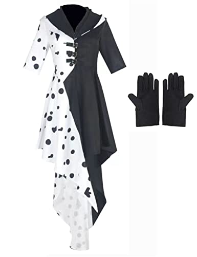 Deaicos Cosplay Costumes Women Black and White Cosplay Outfit for Halloween (White+Black, XX-Large)