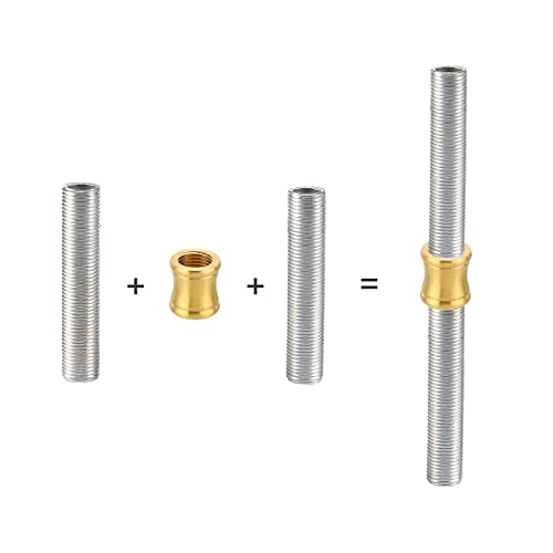 Image of PATIKIL M10 Thread 14x15mm Lamp Pipe Brass Coupling, 5 Pack Threaded Lamp Rod Coupler Light Fixture for Light Repair Assembly