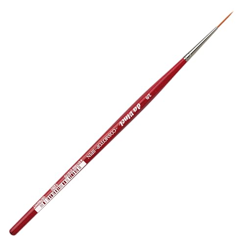 Image of da Vinci Watercolor Series 1280 CosmoTop Spin Paint Brush, Medium Needle-Sharp Liner Synthetic with Red Handle, Size 2 /0