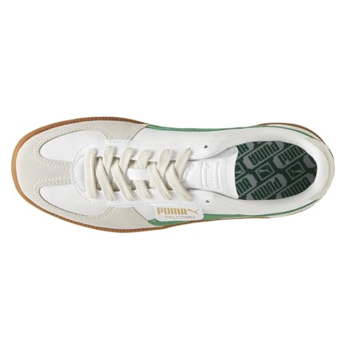 Men's Puma Palermo Leather Shoes - White/Vapor Grey/Archive Green4