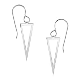 Triangle Dangle Earrings | Large Sterling Silver Geometric Arrow Point Drop Earrings for Women and G