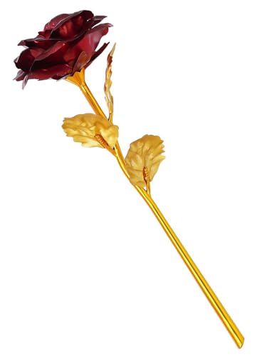 eCraftIndia Golden Red Rose Flower Showpiece | Rose Day Valentine Gift for Girlfriend Boyfriend Husband Wife Her Him | Valentine Day Decoration Items 3 31R4K 9yRYL