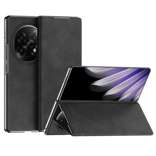 For Oppo Find N6�p �t���b�v�J�o�[ ? �S�ʕی�E�ϏՌ��P�[�X�A�����i�b�p���U�[���e�N�X�`���A�X�^���h�@�\�t���V�F��,Black