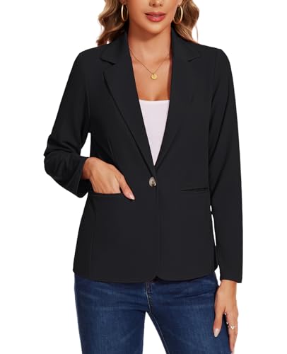 MINTLIMIT Women's Blazer Long Sleeve Notch Lapel Casual Work Office Button Open Front Blazer with Pockets4