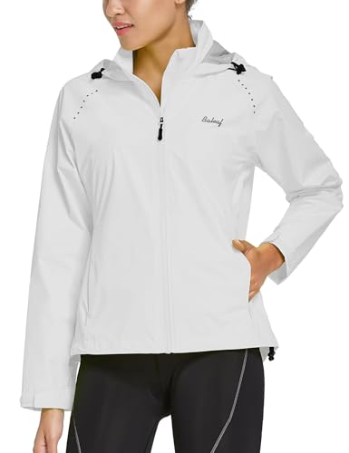 BALEAF Women's Rain Jackets Waterproof Windbreaker Windproof Running Lightweight Cycling Jacket Reflective Packable Hooded - Image 3