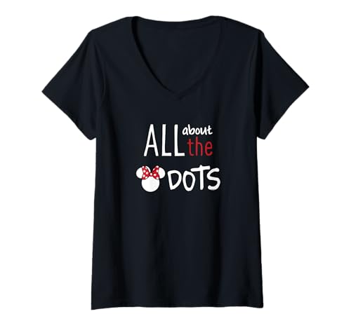 T-shirt col V Minnie Disney haut à manches courtes imprimé pois