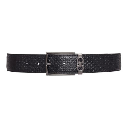 Salvatore Ferragamo Mens Black/Black Adjustable And Reverible Leather Belt