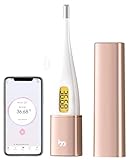 Basal Thermometer for Ovulation, Fertility Monitor & Period Tracker with LED Screen for NFP, Trying to Conceive, Intelligent BBT Thermometer with femometer APP(iOS & Android) - Vinca 2.0