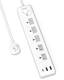 2 Prong Power Strip, WRXDMC 2 Prong to 3 Prong Outlet Adapter, 5ft Extension Cord with Polarized Plug, 1680J Surge Protector, 5 AC Outlets & 3 USB, Wall Mountable, Ideal for Non-Grounded Outlets