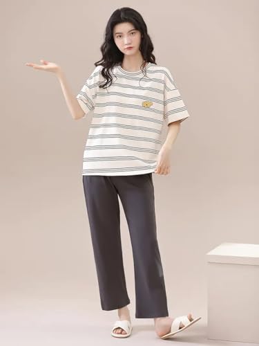 Image of Louis Luxe Womens Korean Night Dress || Full Pyjama Set || Korean Nightsuit ||Women Nightwear ||Round Neck Full Sleeve Nightsuit || Loungewear || Everyday Nightdress (ND-12)