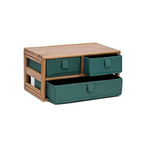 Mdfql Vanity Organizer, Wooden Desktop Organizer Tabletop Storage Cabinet, Stepped Rack With Oxford Cloth Drawer, Free Combination Method, For Desk Vanity Tabletop,C #TOP7