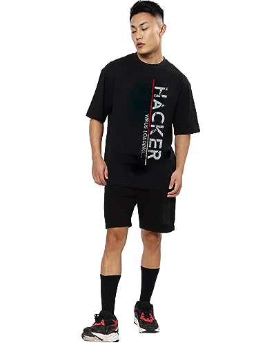 Image of Mens Oversized Printed Half Sleeve Branded Cotton T-Shirt for Mens || Back Printed t Shirts for Men || Oversized t Shirts for Men