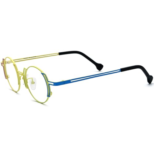 Image of FONEX Colorful Pure Titanium Glasses Frame Women Retro Round Eyeglasses