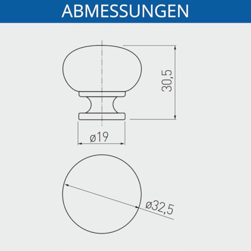 GTV - Knopf BERGAMO Ø 3 cm I Möbelknöpfe mit Schrauben I Schrankknöpfe Küchenknöpfe Türknopf Schubladenknauf Griff Möbelgriffe I Chrom