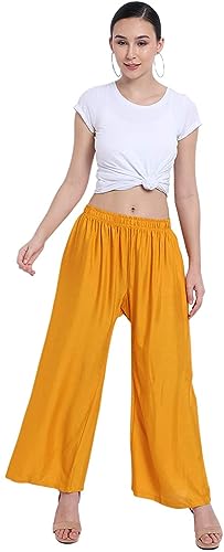 Image of Fancy Star Women Super-Combed Cotton and Rayon Solid Full Length Regular Palazzo